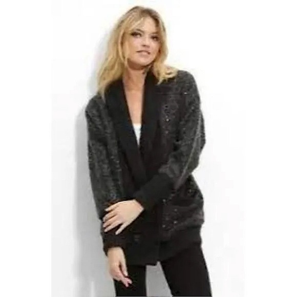 DVF Zayde Sequin Oversize Mohair Sweater Cardigan - Picture 3 of 12